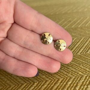 Vintage gold toned sand dollar earrings
